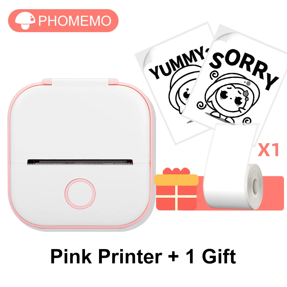 Phomemo T02 Wireless Pocket Thermal Printer Portable Mini Wirelessly BT Connect 203dpi Photo Label Memo List Printing Clearly