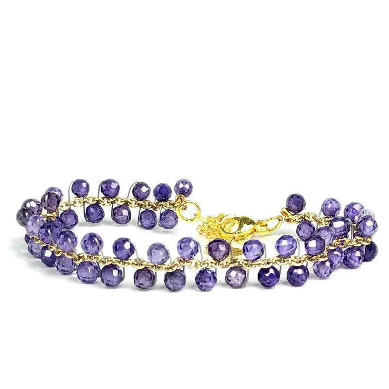 natural multifaceted 3-4mm stone Tourmaline garnet crystal quartz bracelet Women Jewelry Party /Wedding Luxury Gift Set Handwork