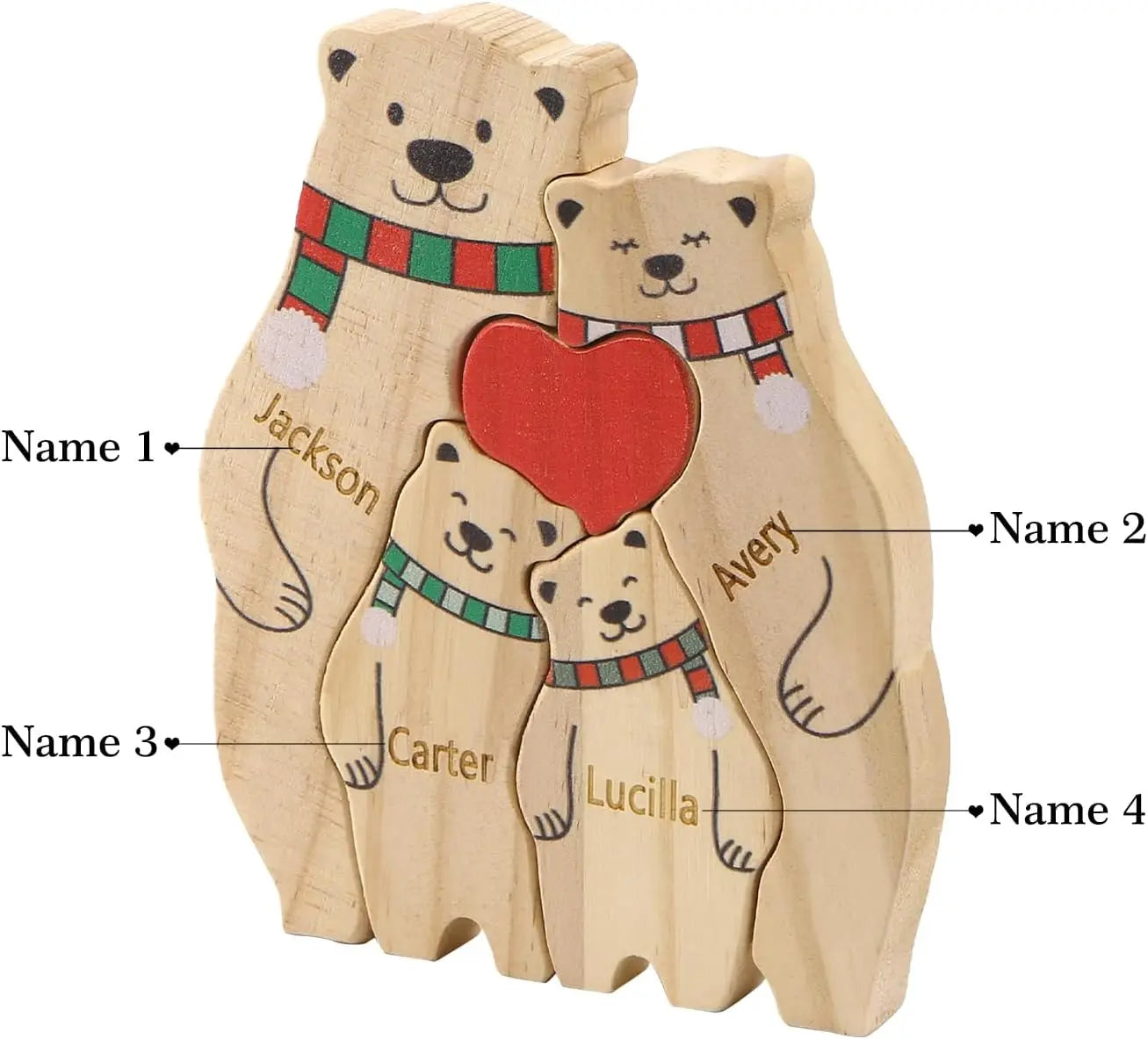 Wooden Bear Family Puzzle with Base Bear Family Decor Mom Gift, Weeding Anniversary Gift for Mom Dad, Christmas Gift for Parents