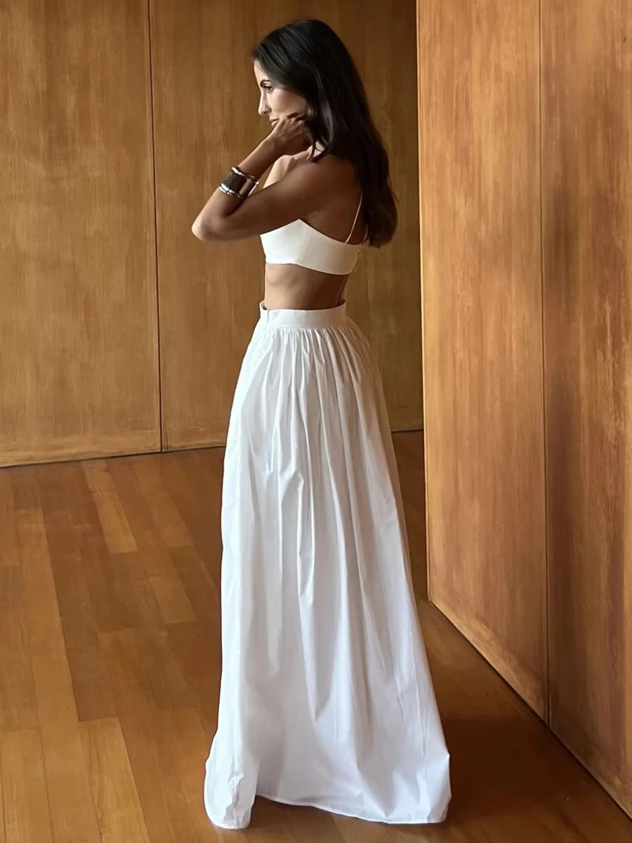Wolfeel 100% Cotton Suspender Underwear Half Long Skirt Set Summer Beach Style Sexy Stylish Underwear Skirt Set Women's Clothing
