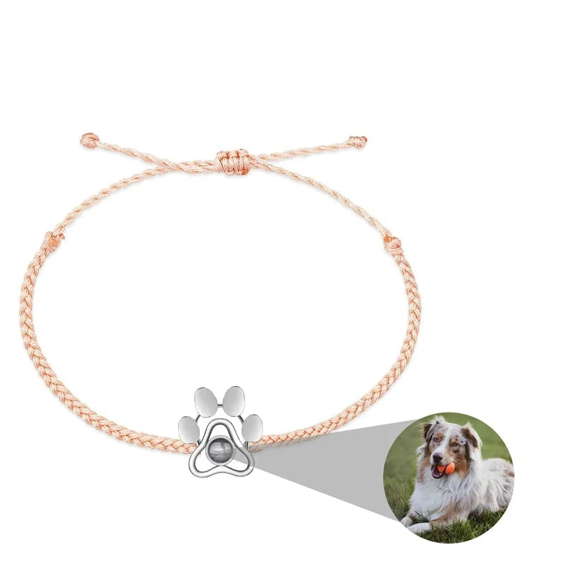 Custom Photo Bracelet with Picture Inside Personalized Photo Projection Bracelet Dog Paw Bracelet Pet Memorial Jewelry Gifts