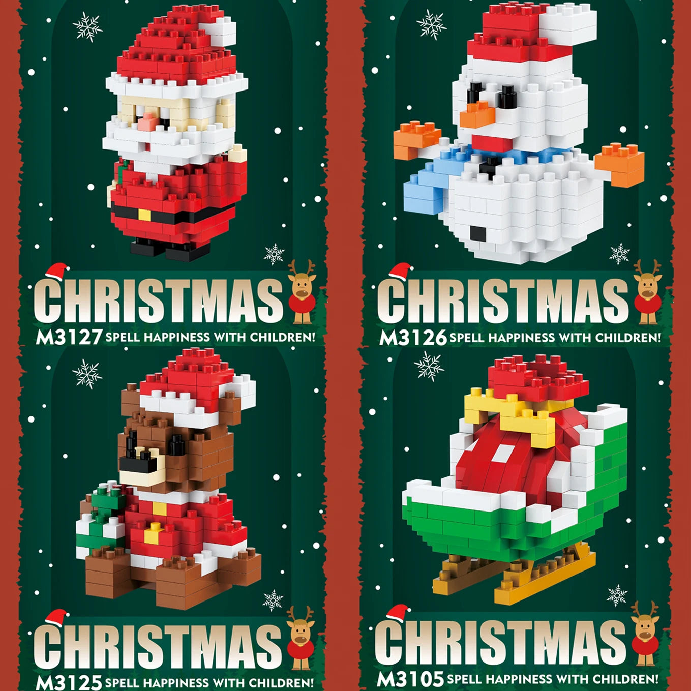 Children Mini Christmas Gift Micro Building Blocks Creative 3D Santa Claus Snowman Tree Decor Holiday Toy Set For Kids