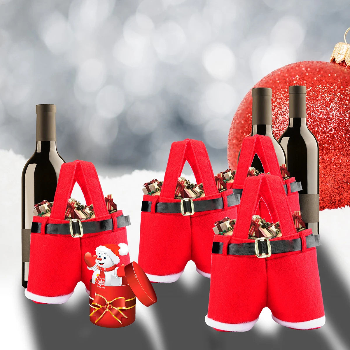 6-pack Santa shorts gift bag, cute Christmas gift bag