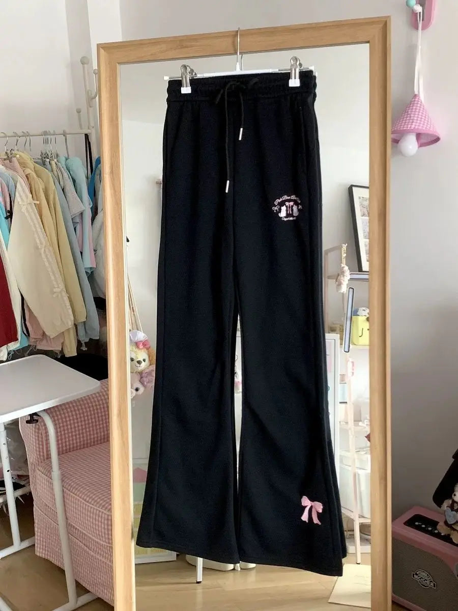 Sweet Girl Cute Straight Pants Spring New Casual All Match Sports Sweatpants Elastic Waist Cartoon Y2k Aesthetic Women Pants