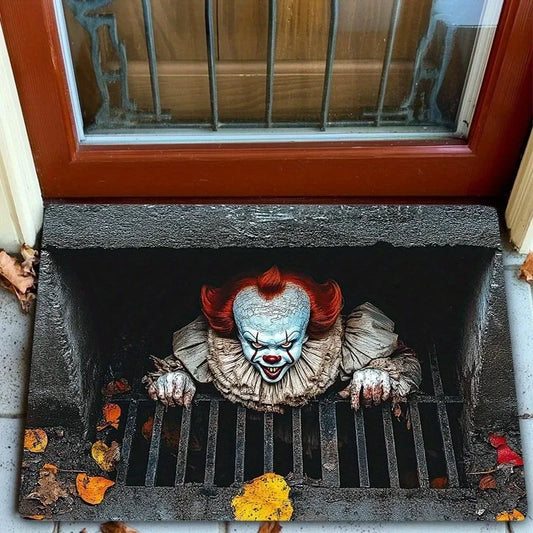 VIKAMA Halloween 3D Sewer Clown Doormat Horror Theme Indoor Outdoor Welcome Rug Porch Entrance Pathway Mat Home Decor