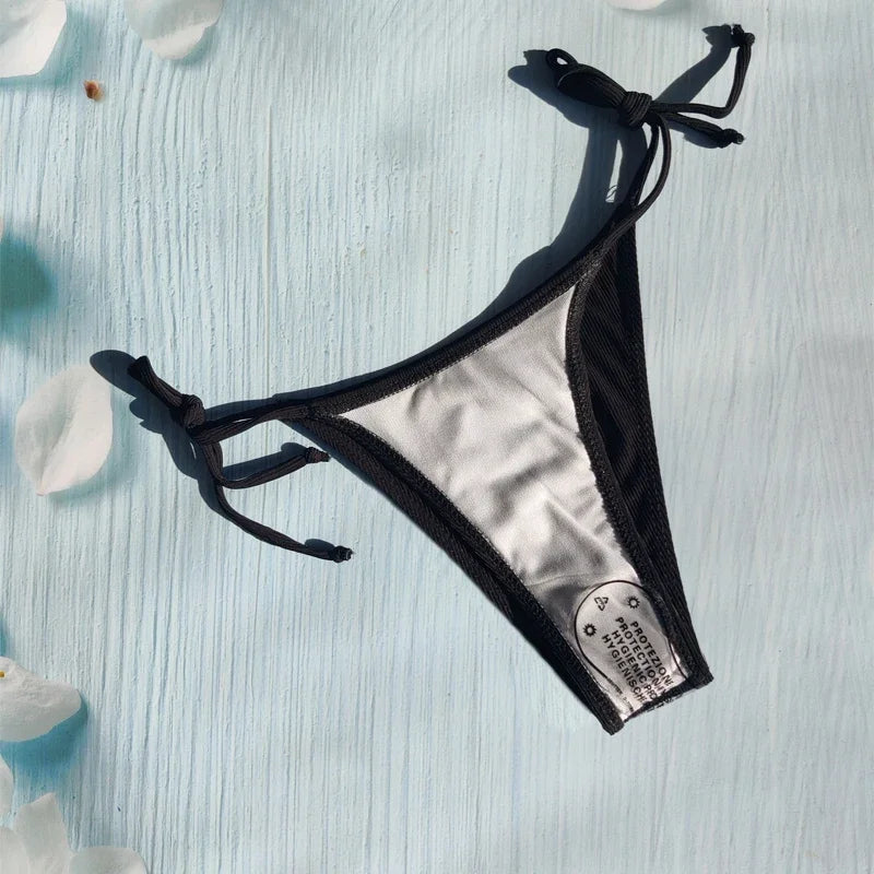 Sexy Bikini  Lace Up Swimsuit Solid Color Swimsuit Women's Brazil 2023 Fashion Swimsuit