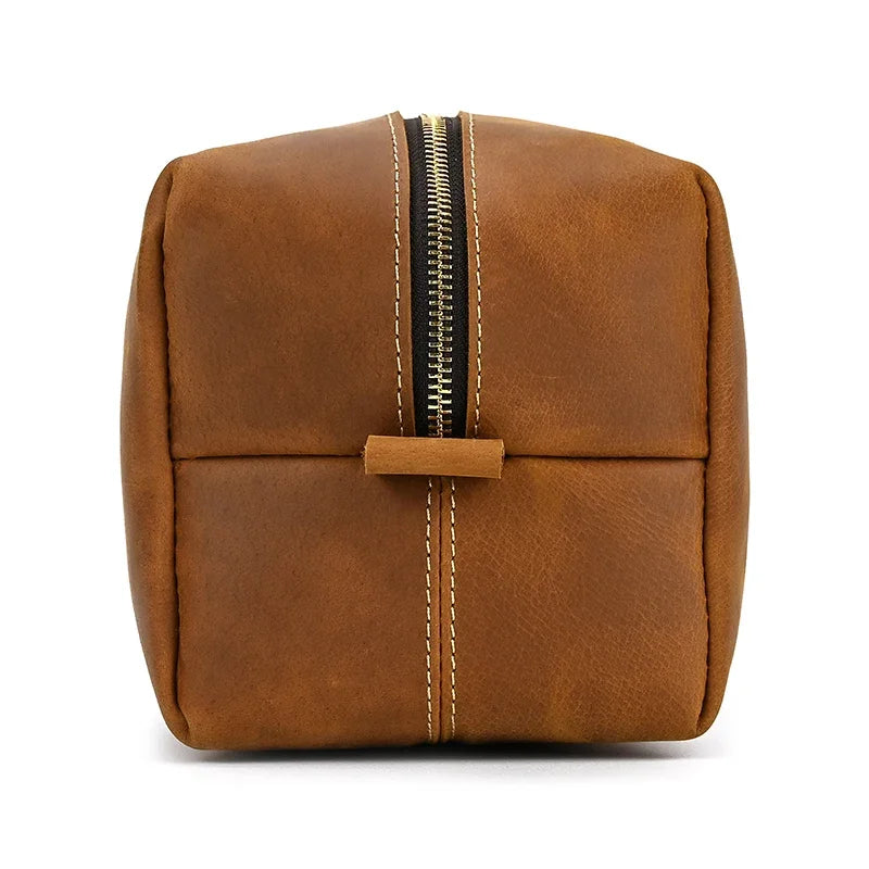 Fashion High Quality Small Travel Bag Crazy Horse Leather Travel Wallet Storage Bag Washing Make Up Bag For Travel toiletry