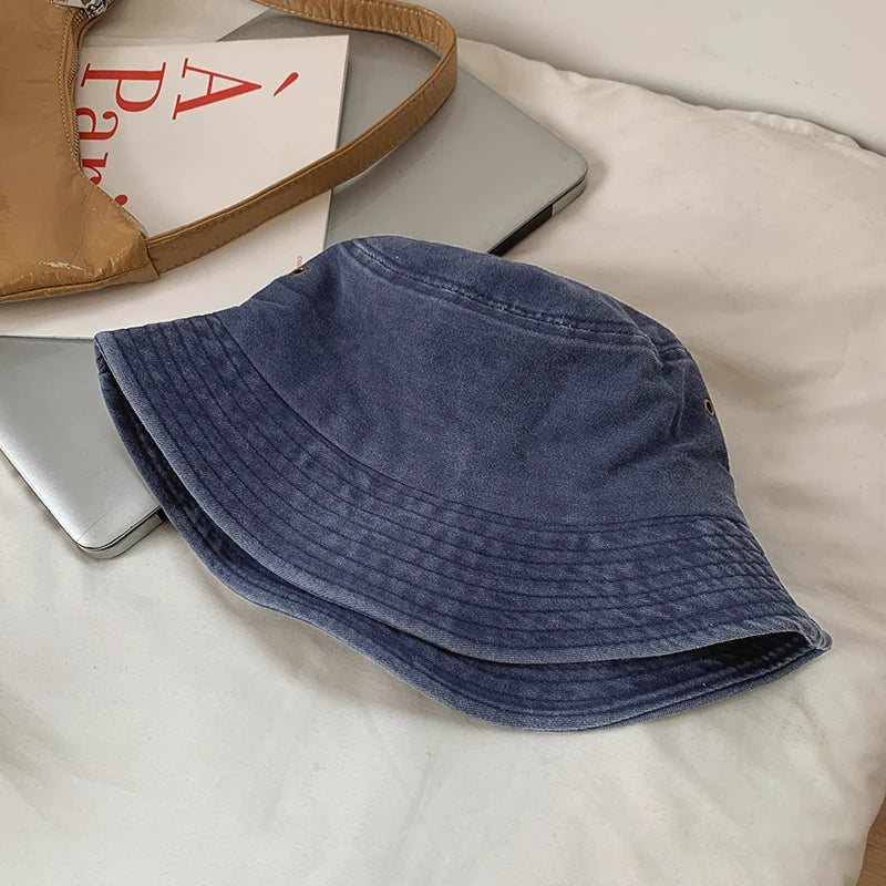 Bucket Hat Retro Washed Denim Fisherman Hat Fashionable And Versatile Sun Hat Sun Protection Fishing Hat Outdoor Hiking Hat