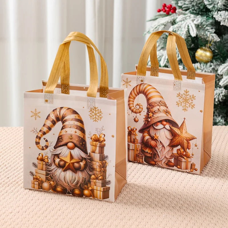4pcs Christmas Gift Packaging Bags Dwarf Non-Woven Tote Bag with Handle 2025 Christmas Decoration For Home New Year Gift Bags