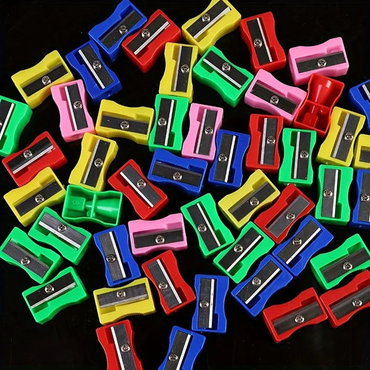 30PCS Mini Plastic Pencil Sharpener Candy Color Standard Pencil Cutting Machine School Office Supplies Stationery (Mixed Colors)