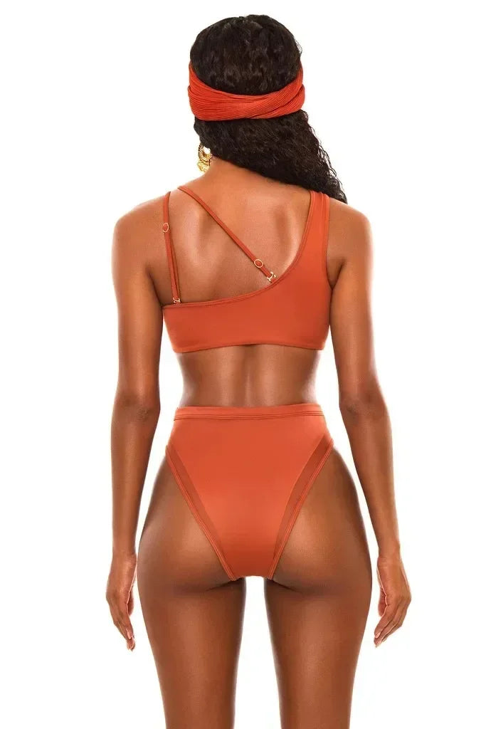 Sexy Bikini Women High Waist Totem Print Hollow Swimwear Swimsuit Female Beach Bikinis Set Bathing Suit Banadores Mujer 2024 New