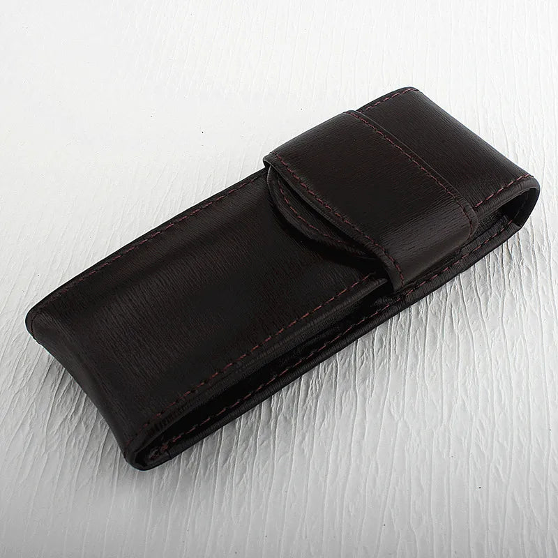 Vintage PU Leather Pencil Bag Fountain Pen Stationery Holder Protective Cover Office School Supplies Retro Pen Torage Case