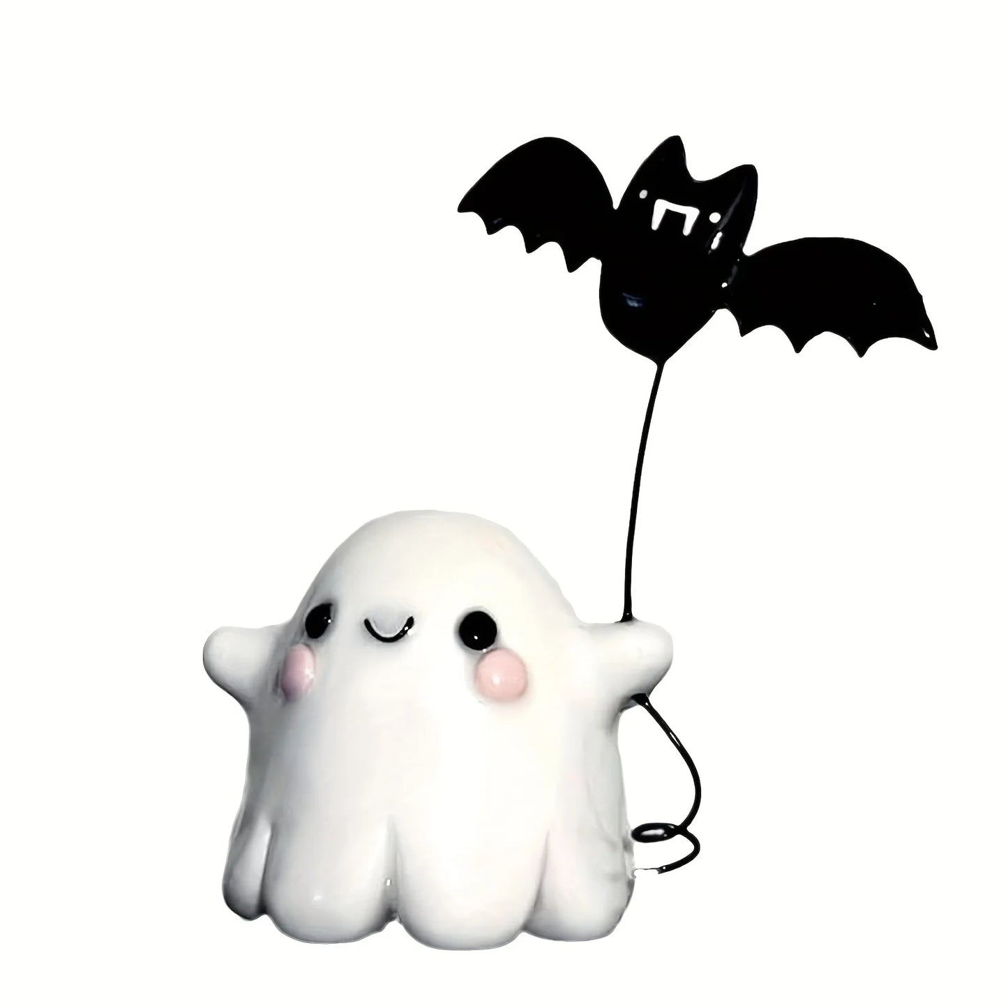 1Pc Halloween Cute Ghost Putting Bat Ornaments Ghost Bat Desktop Party Decoration Party Small Gift Little Finger Cute Ghost Toys