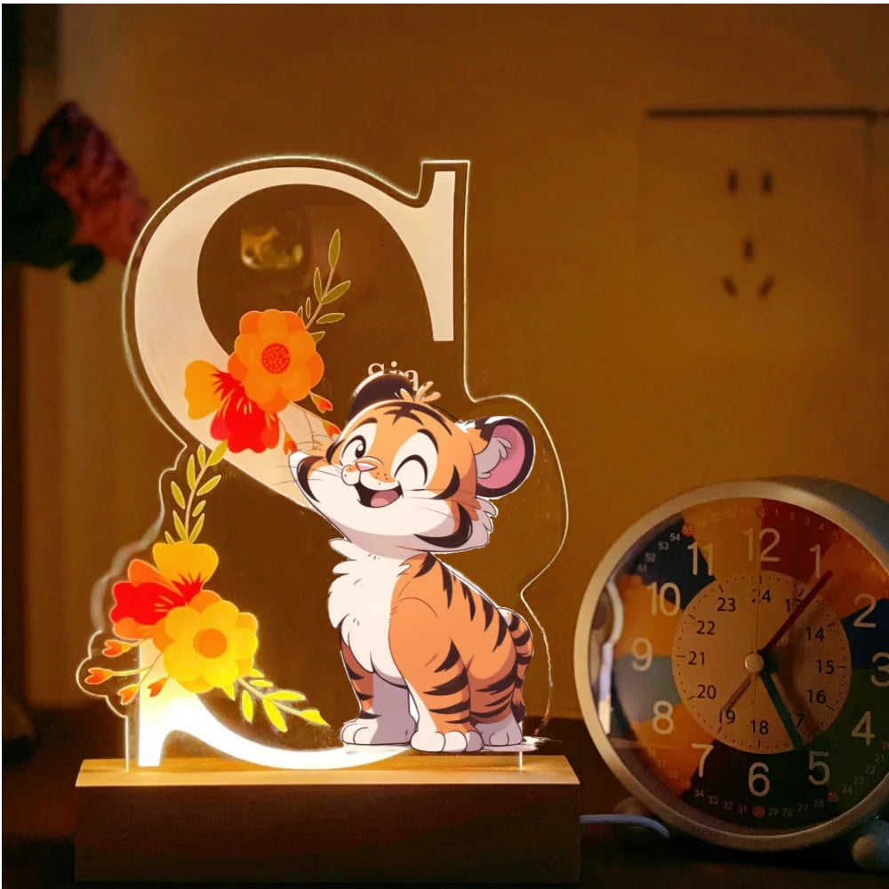 Personalized Kids Animal Lamp Custom Name Night Light Children Baby Bedroom Decoration Nursery Neonate Birthday Christmas Gift