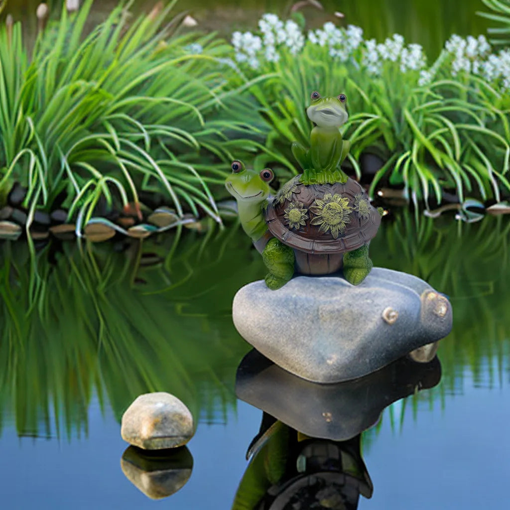 Cute Turtle And Frogs Sculpture Resin Home Garden Decoration Ornaments Animal Statue For Party Room Garden Decor Funny Gift