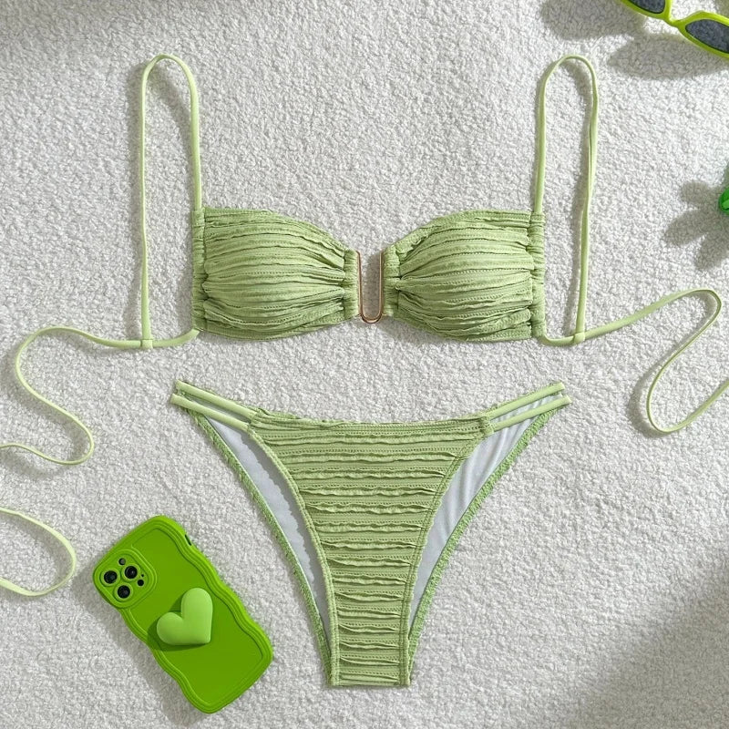 Sexy Bikinis Bathing Suit Women Sexy Lace Up Backless Hollow Out Thong Split Micro Bikini Summer 2025 New Spice Girl Beachwear