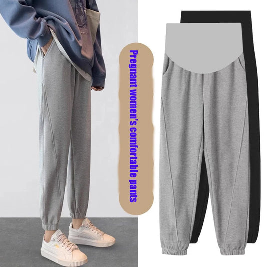 Autumn Sports Casual Cotton Maternity Pants Loose Straight Jogger Trousers Clothes for Pregnant Women Pregnancy