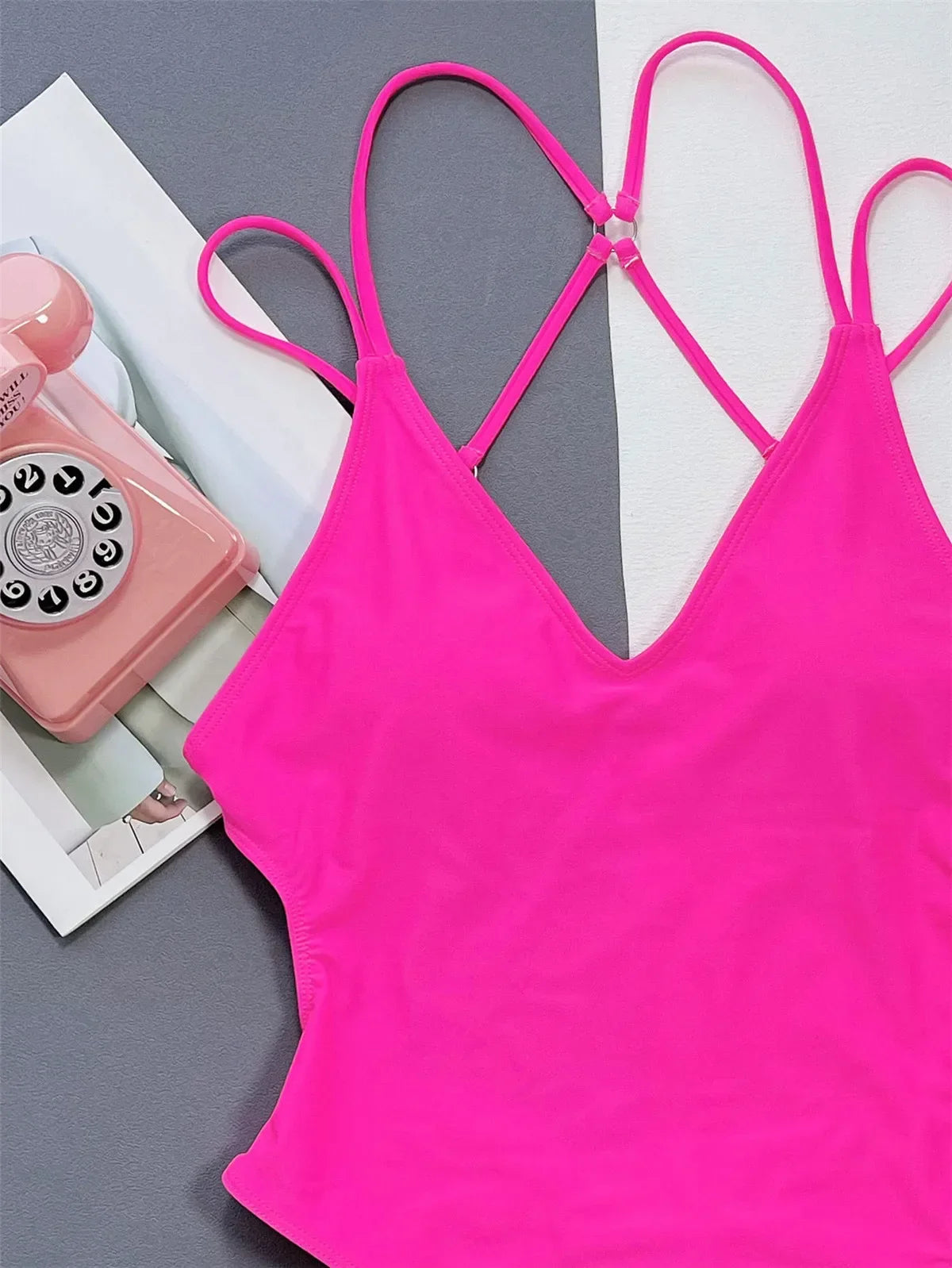 Solid Blue Backless Swimwear One Piece Sexy Swimsuit Women 2025 Back Cross String Bathers High Cut Bathing Suit Swmming Wear