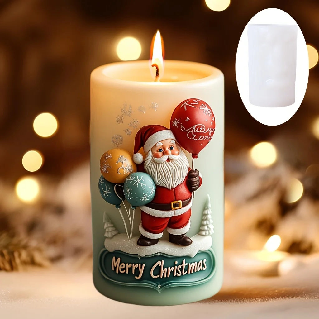 Santa Spherical Scented Candle Silicone Mold Wear Hat Santa Spherical Resin Mould Santa Relief Plaster Molds Christmas Gift