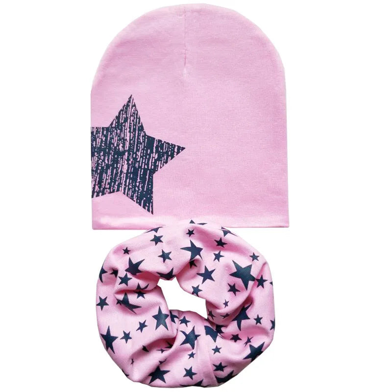 Star Print Cotton Baby Hat Autumn Winter Baby Girls Hat Boys Cap Toddlers Infant Cap Scarf Children Bonnet Hats