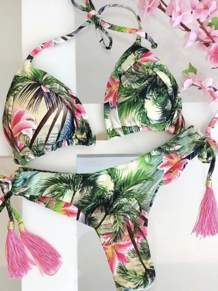 RUOTONGSEPT 2023 Striped Bikini Set Knotted Swimsuit Women Biquinis Beach Sexy Thong Swimwear Bandage Brazilian Mirco Bikinis