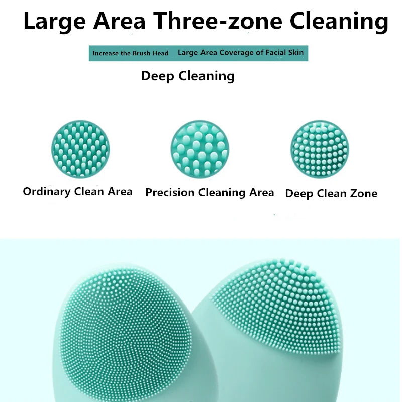 Silicone Facial Cleanser Waterproof Ultrasonica Brush For Face Massage Cleansing Ship from Riyadh Random Color