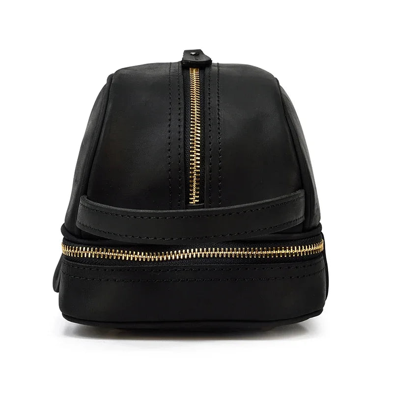 Fashion High Quality Small Travel Bag Crazy Horse Leather Travel Wallet Storage Bag Washing Make Up Bag For Travel toiletry