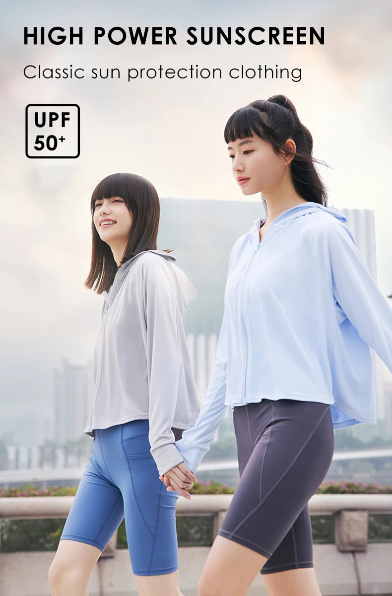 OhSunny Women Clothing Anti-UV Coats Hooded Sun Protection with Strip Loose Breathable Long Sleeve Sport Cycling Clothes