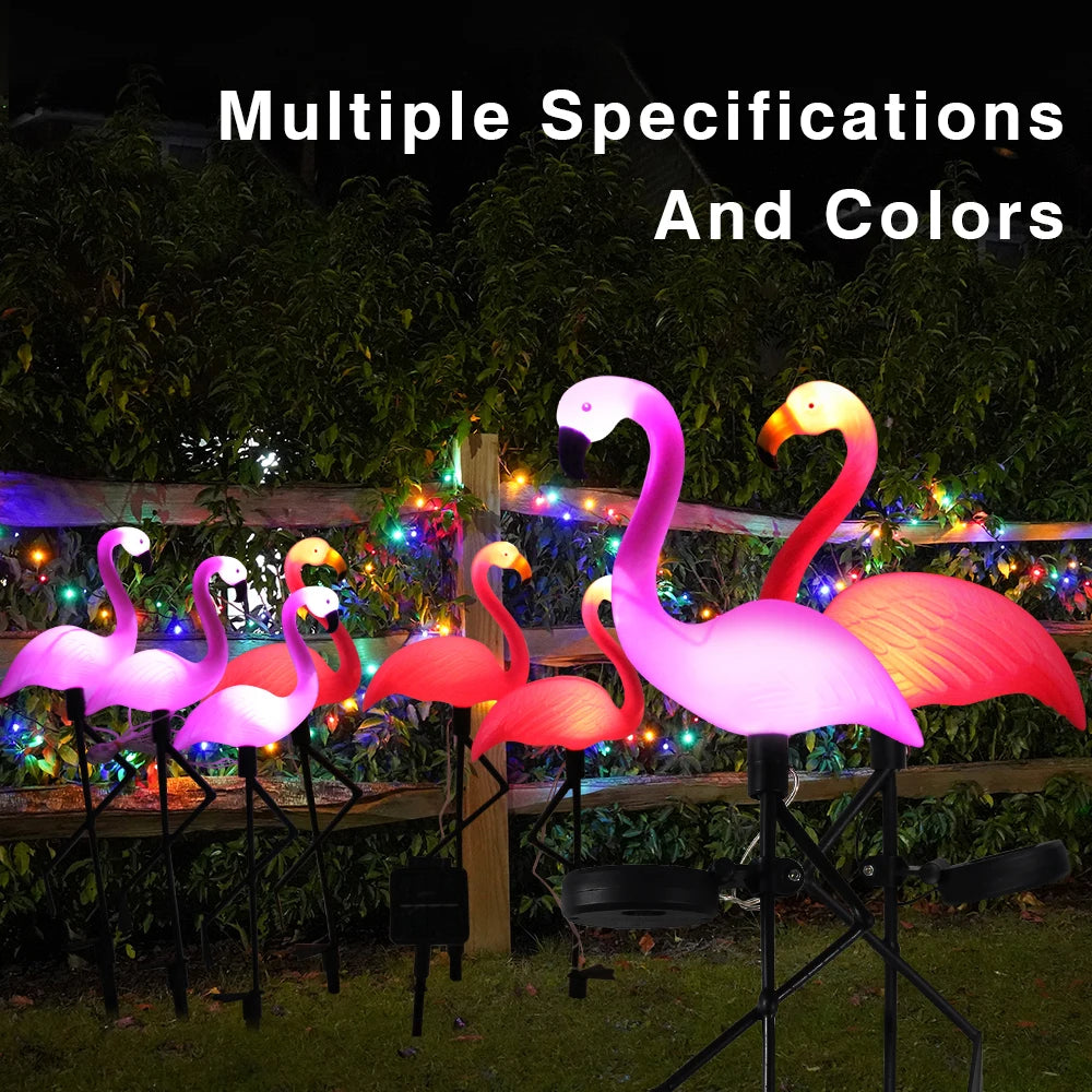 Solar Flamingo Light Waterproof Solar Garden Lights Outdoor Decor Pink Flamingo Christmas Gift for Yard Lawn Walkway Pathway