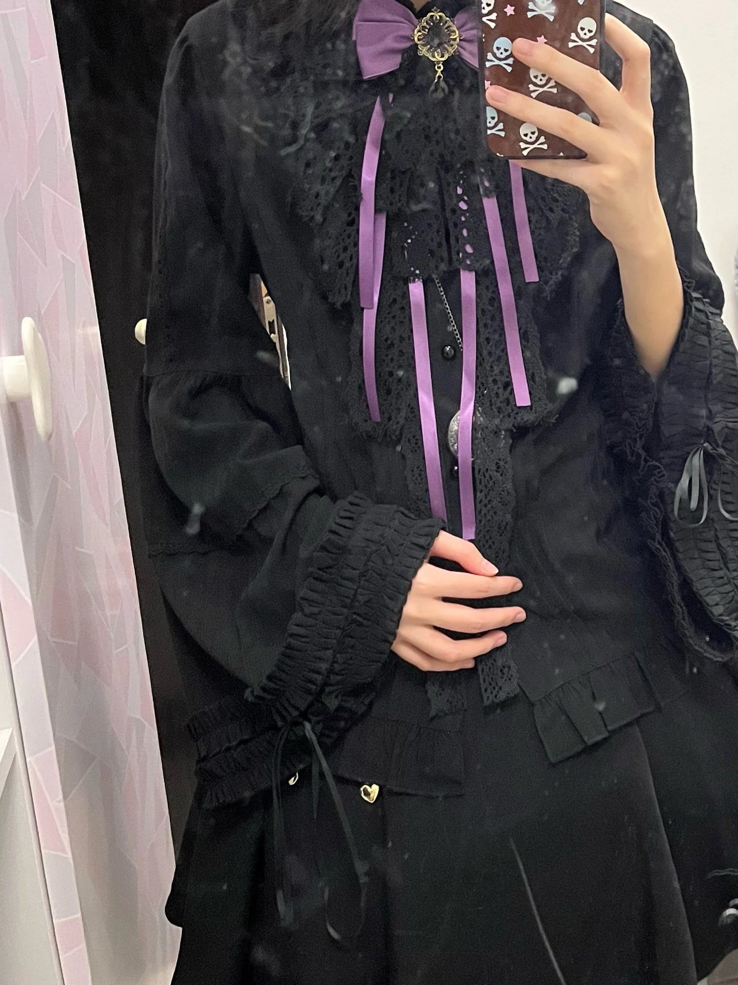 Luxury Bow Neck Tie Lush Vintage Black Bow Tie Gothic Large Bow  Rhinestone for Collared Shirt Cosplay Dark Girl Accessories