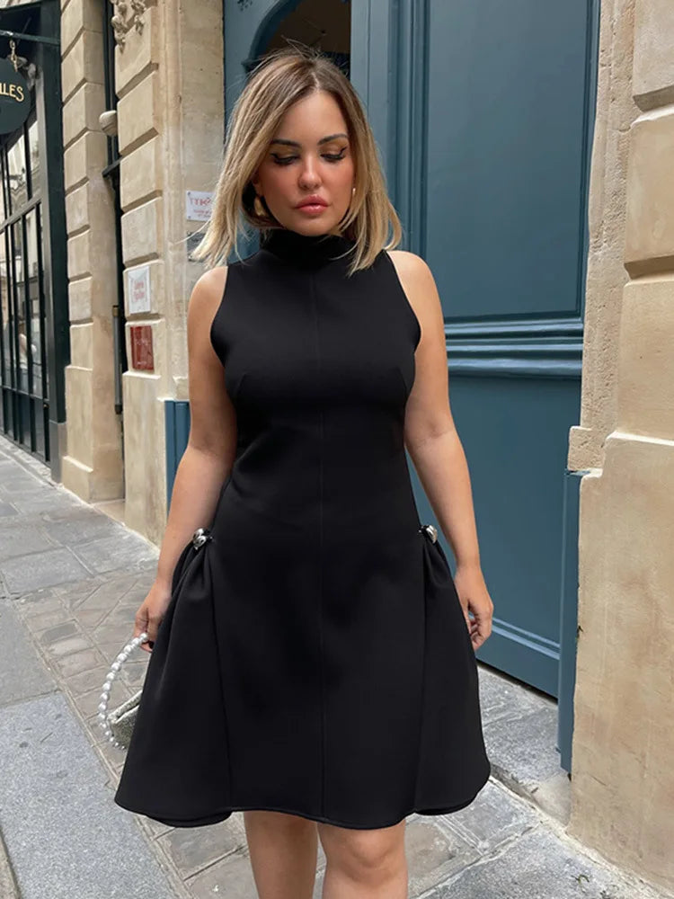Vintage Brown Long Dress Women's Elegant Loose Diagonal Neck Black Metal Buckle Maxi Dresses Female 2025 Summer Evening Party