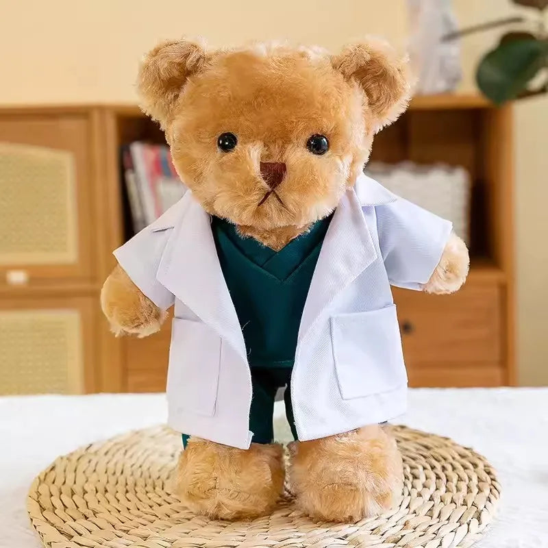 Lovely Doctor Bear Nurse Ted Bears Brown White Animal Doll Soft Stuffed Plush Toy Girl Boy Birthday Christmas Gift 1pc