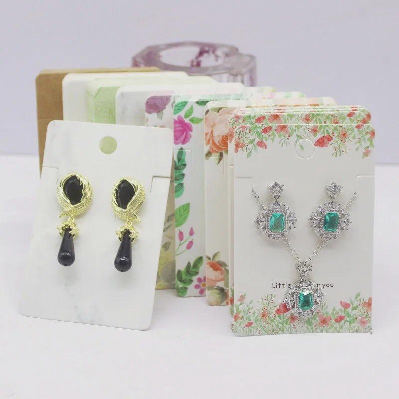 Hot sale 50Pcs Multi-Style Jewelry set package Card 6*9cm Flower/ marbling design necklace earring pendant package card