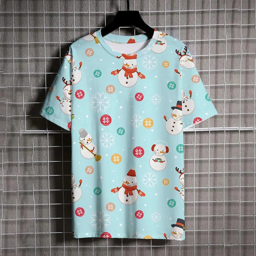 Kids Clothes Cartoon Christmas Santa Claus T Shirt Casual Short Sleeve T Shirts for Boys Girls 2-10y Christmas Gift for Children