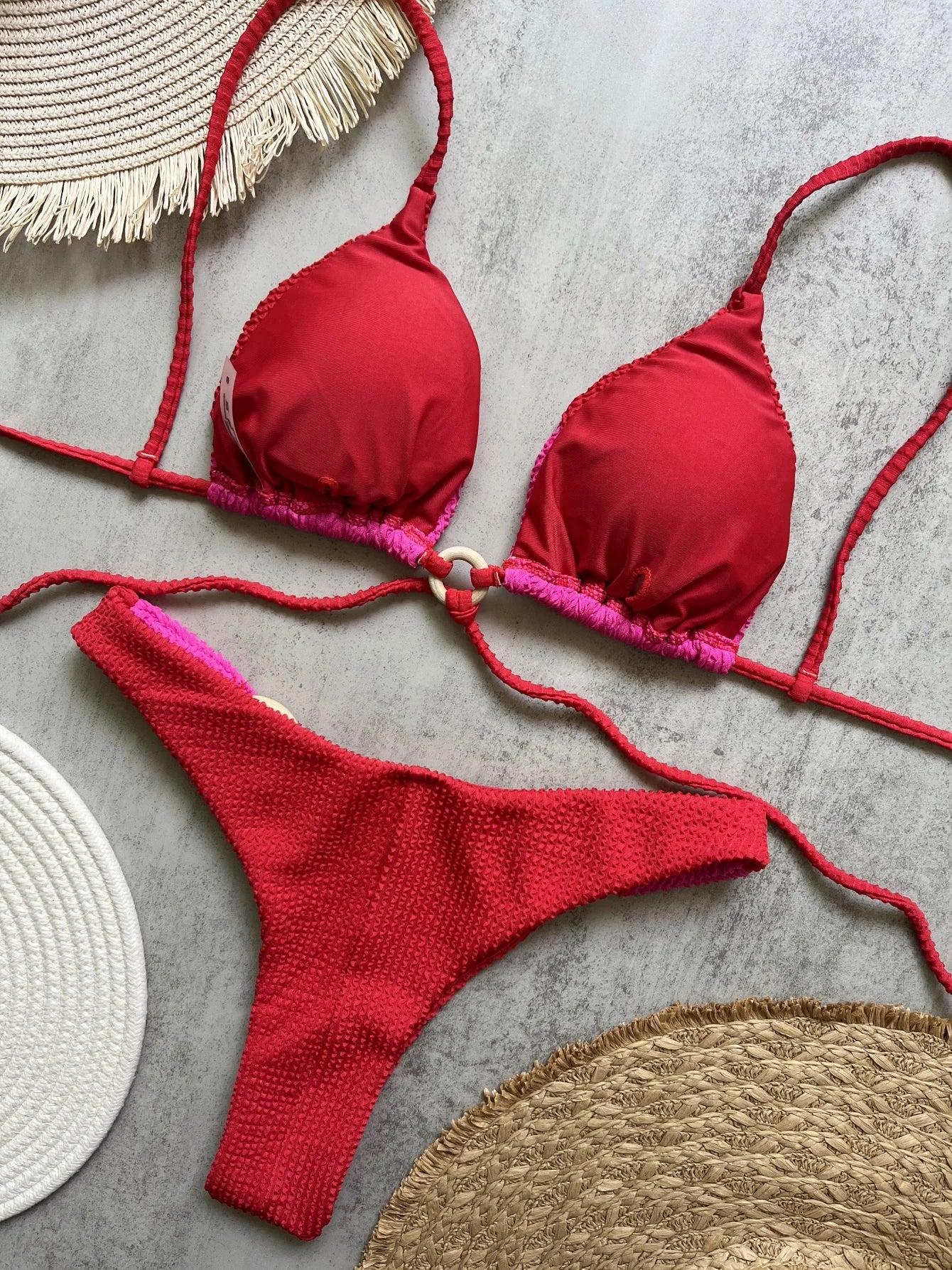 Sexy Neon Green Bikini Set 2025 Tassel Drawstring Side Thong Swimsuit Women Summer Push Up Swimwear Bathing Suit Beach Wear