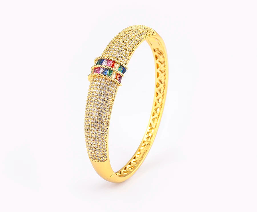 Nidin High Quality Pave Shiny Zircon Charm Bracelets 6 Colors For Women Wedding Party Adjustable Bangles Luxury Jewelry Gifts