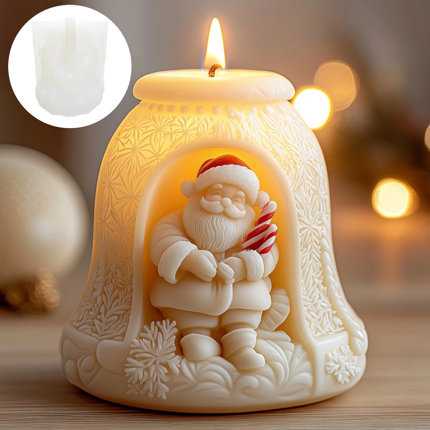 Smile Santa Claus Giving Gift Cylindrical Scented Candle Silicone Mold Santa Claus Hold Gift Resin Plaster Molds Christmas Gift
