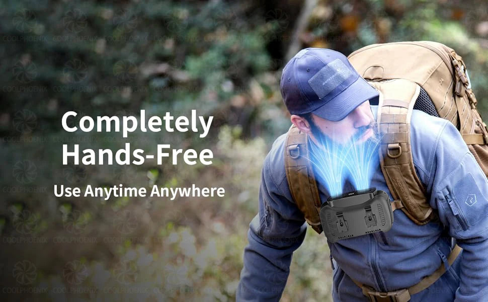 15000mAh Outdoor Portable Hanging Neck Fan Cooling Waist Fan Strong Wind with Power Bank LED Lighting For Outdoor Sports Travel