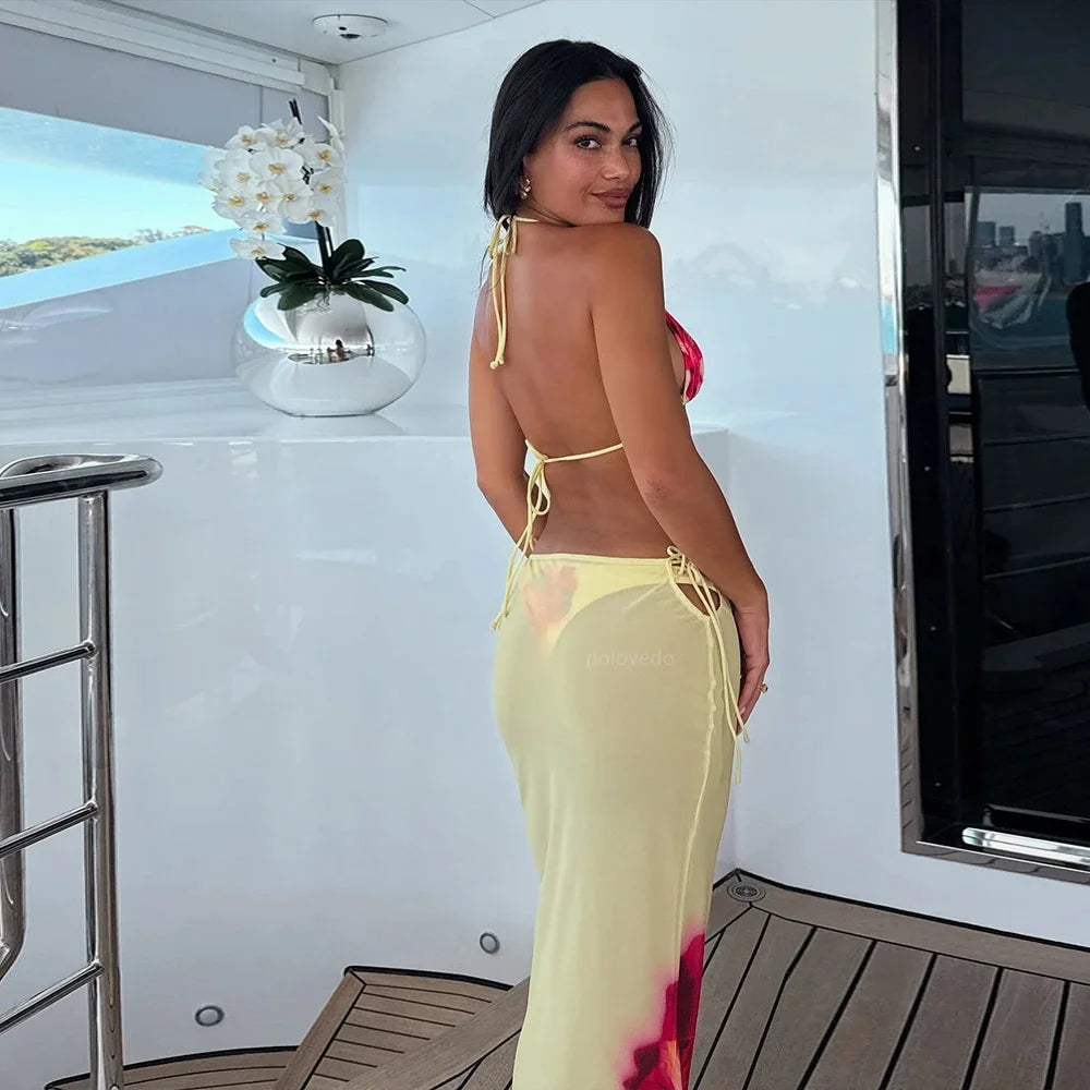 Sexy Floral 3 Pieces Bikinis Sexy Women Swimsuit Female Swimwear Bikini Set Bathing Suit Swimming Suits Beachwear Biquini