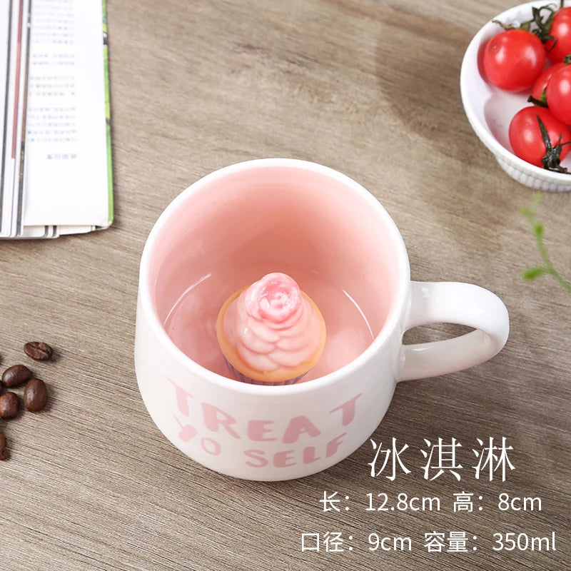 Cute Cartoon Coffee Figurine Mugs with Animal Inside, Ceramic 3D, Uincorn, Love Novelty Cup, Christmas Gift for Friends, Kids