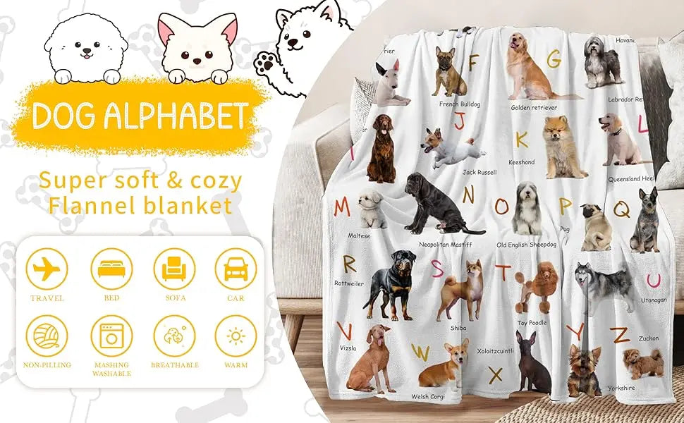 Cozy Grinch Blanket Soft Fleece Throw with Dog Design for Winter, Lightweight Decorative Sofa Cover, Ideal Christmas Gift for Ki