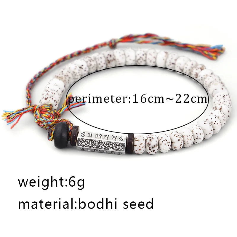 Handmade Tibetan Buddhism Six Words Mantra Bracelet Beaded Thread Rope Knot Amulet Prayer Beads Bracelets For Men Women Gift