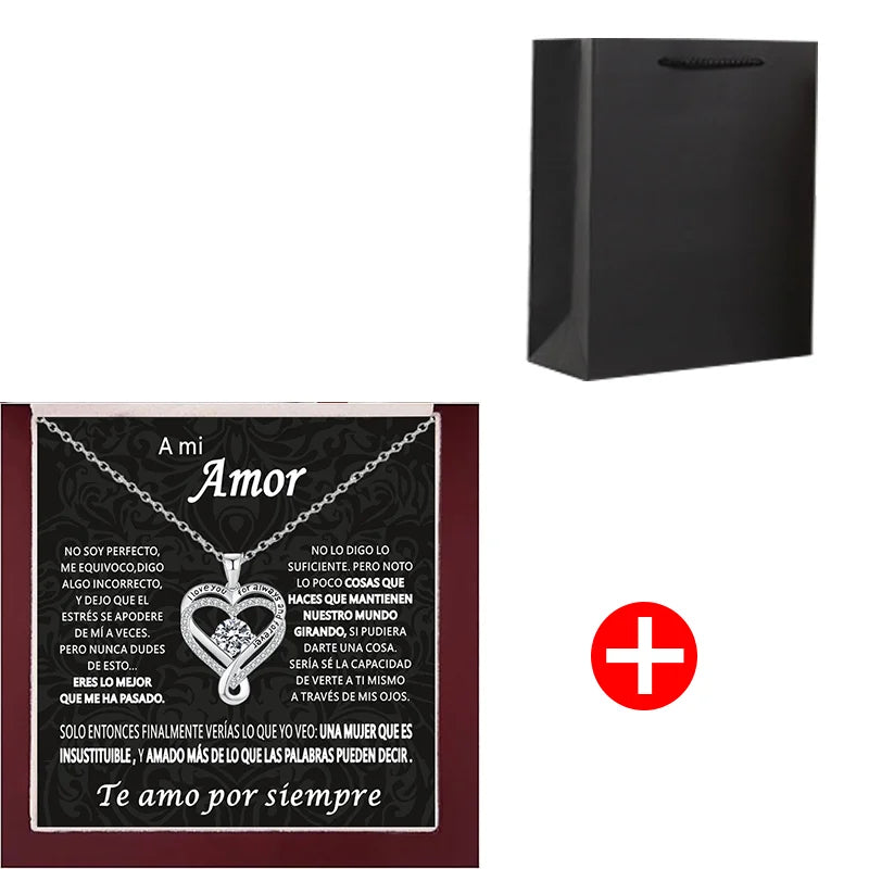 Christmas Gift To My Love Eternal Heart Double layered Heart Shaped Necklace With Gift Box Gilrfriend Wife Valentine's Day Gifts