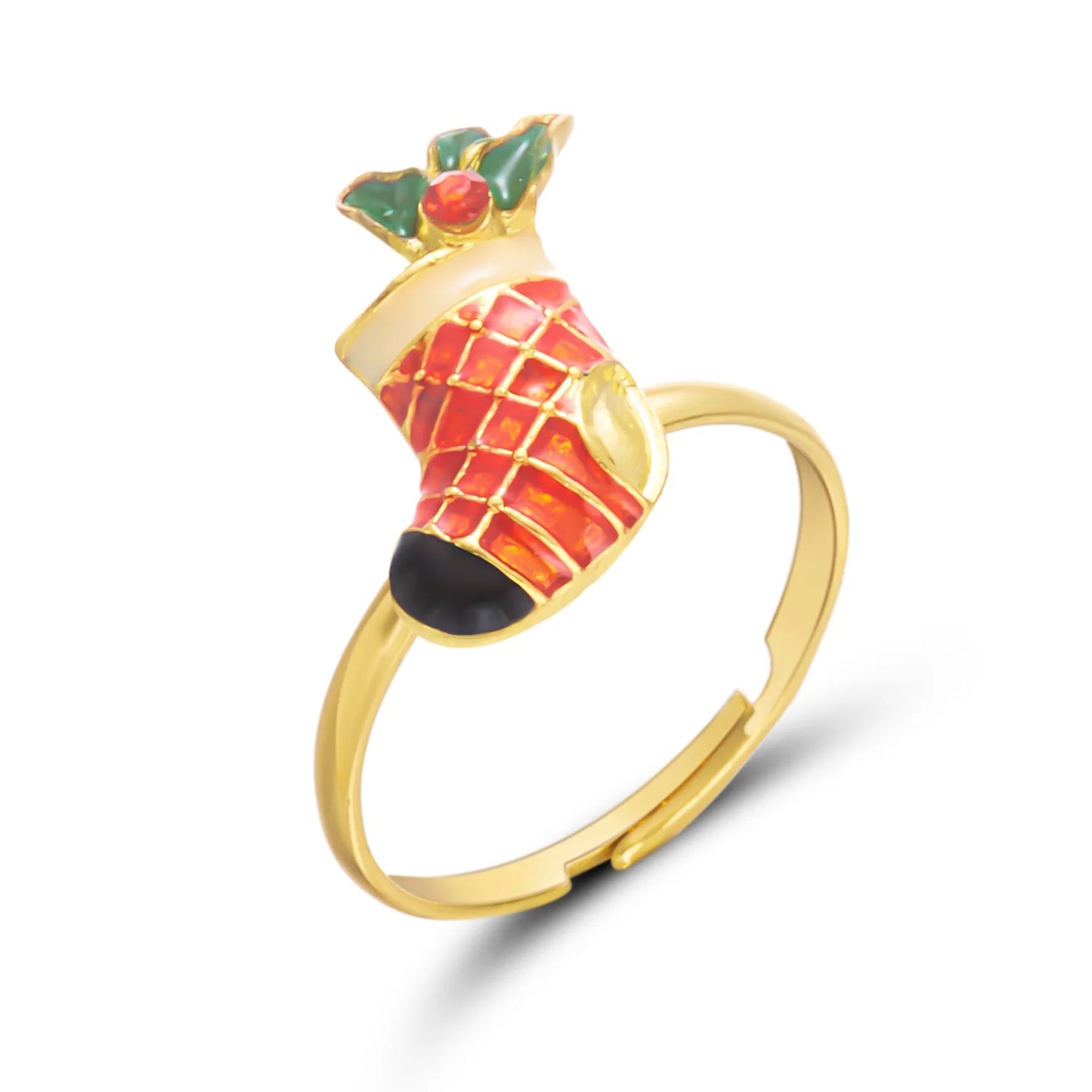 Christmas Tree Zircon Christmas Opening Ring For Women Dripping Oil Santa Cartoon Ring Elk Snowman Xmas Party Jewelry Friend