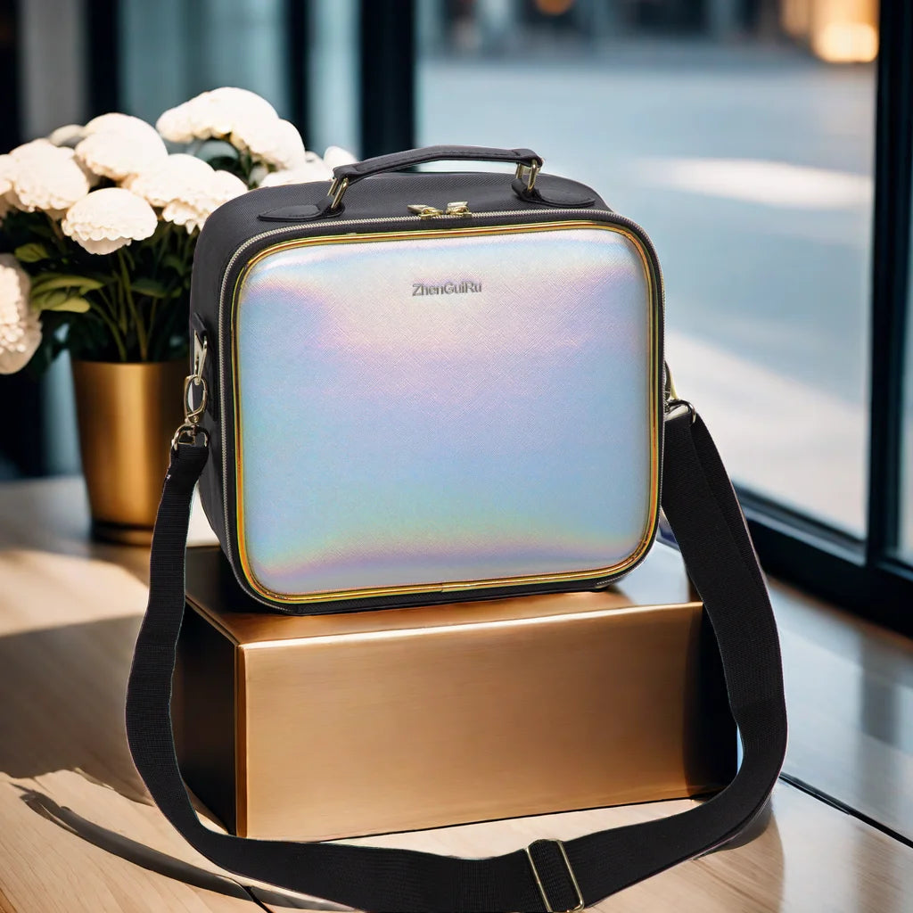 PU Leather Makeup Bag with Mirror 2024 New Leather Multi-Functional Women Cosmetic Case Large Capacity Water-resistant Bag