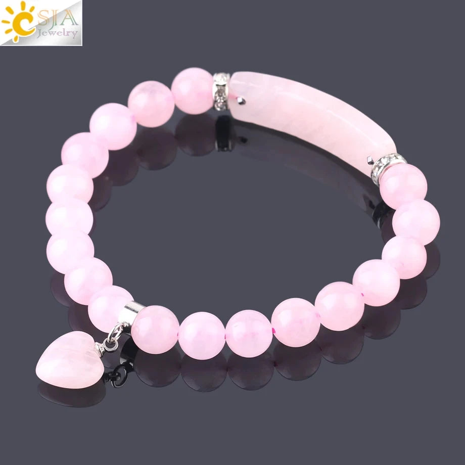Natrual Stone Bracelet for Women Energy Star Moon Crystal Charm Tiger Eye Pink Quartz Bangle Bead Bracelets Relationship T019