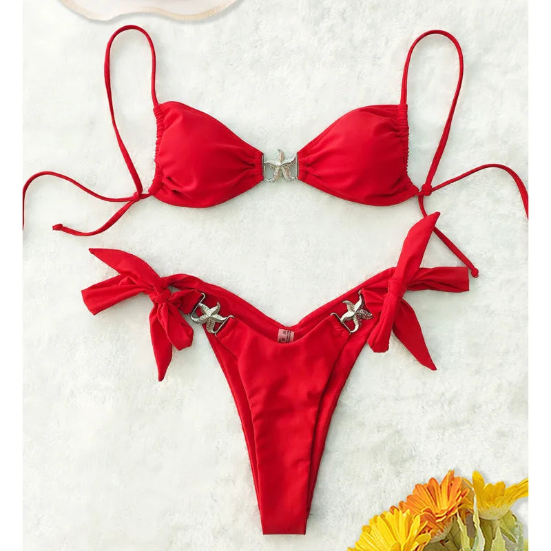 Sexy Bikinis Starfish Swimsuit Women Swimwear Push Up Female Beach Swimming Wear Bathing Suits Brazilian Bikini Set Pool Bather