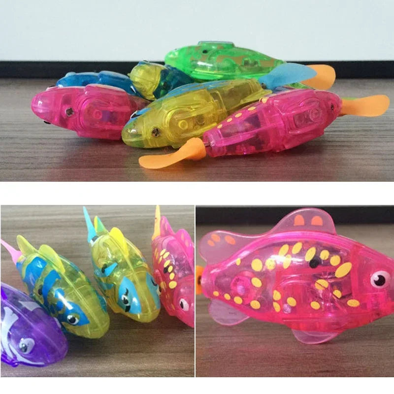 Electronic Fish Baby Summer Bath Toy Pet Cat Toys Swimming Robot Fish With LED Light Water Swim Pool Bathtub Toys Christmas Gift