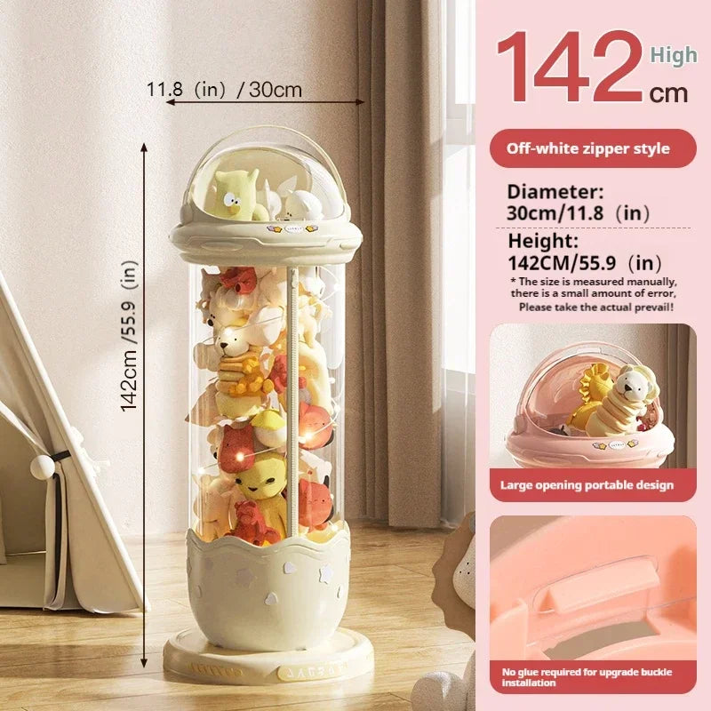 Astronaut Doll Storage Box Children's Plush Toys Storage Boxes Transparent Plastic Stuffed Home Storages Organization Zipper Bin