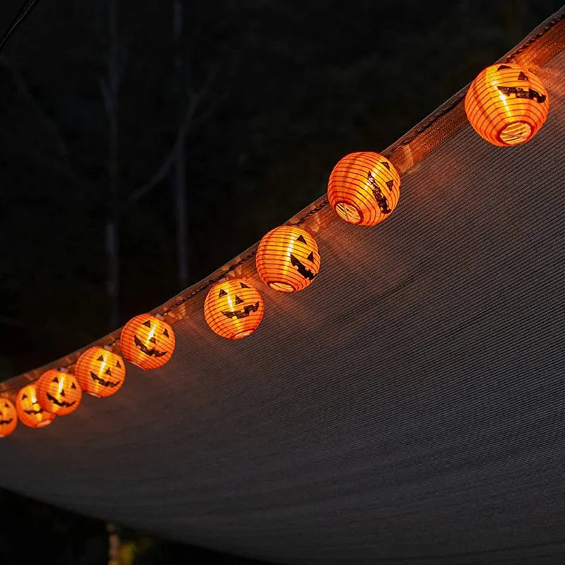 Halloween Pumpkin Lantern Solar String Lights Outdoor Waterproof LED Fairy String Lights Garden Yard Halloween Party Decorations